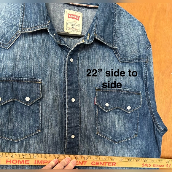 Upcycled Levi Strauss Jean Denim XL Shirt With Rooster, Southwestern, Boho - Picture 6 of 6